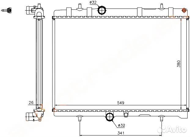 Радиатор охлаждения Citroen Berlingo; 407 1.6D; 08