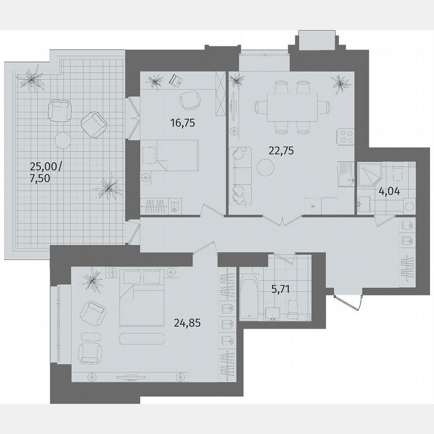 2-к. квартира, 98,6 м², 12/13 эт.