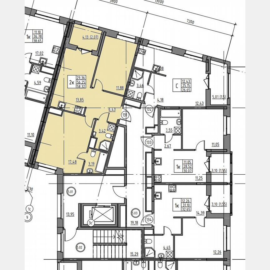2-к. квартира, 58,3 м², 5/12 эт.