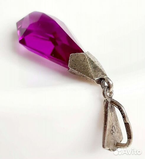 Подвеска серебряная 875пр с сиреневым камнем