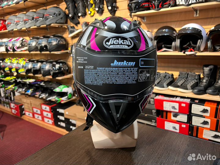 Модуляр шлем для езды на мото розовый