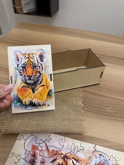 Деревянный пазл тигр