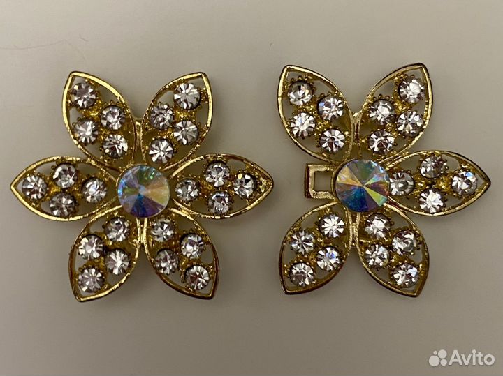 Застежка со стразами металлическая