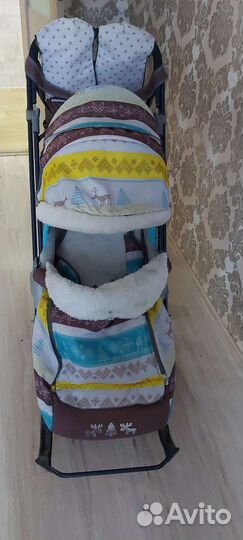 Санки-Коляска Ника 7-3 Скандинавский Бирюзовый