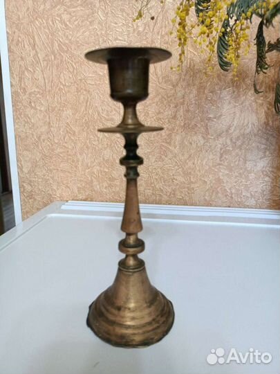 Подсвечник медный старинный