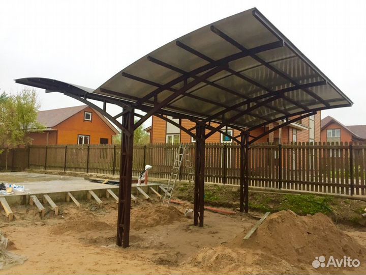 Односкатный навес с Проф. листом