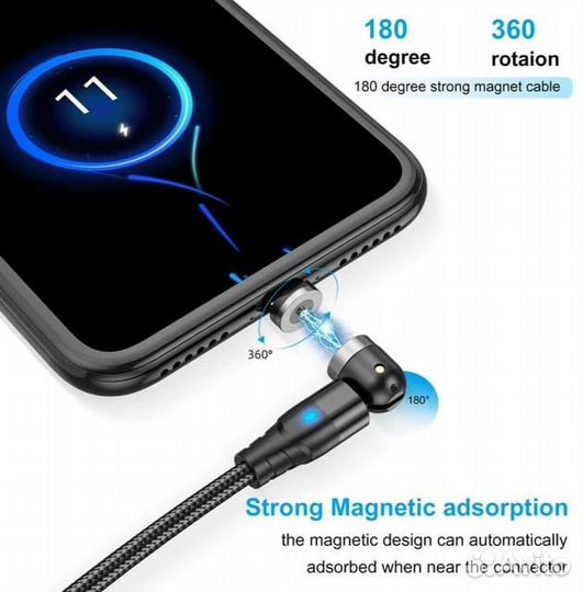 Магнитный кабель для зарядки Айфон Андроид