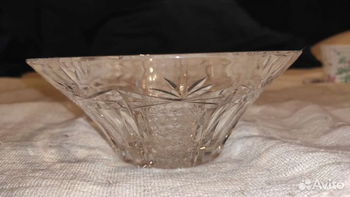 Хрусталь резной, ваза для сервировки