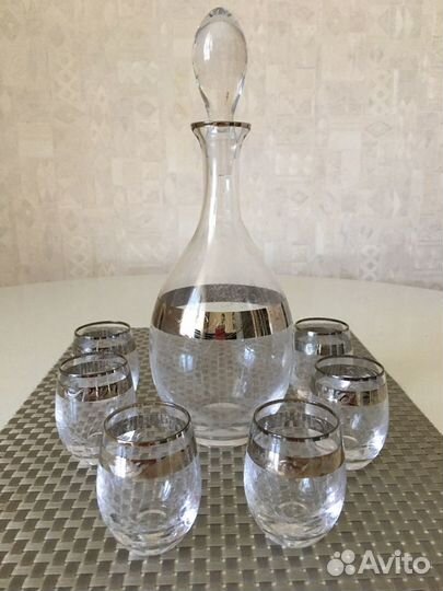 Графин и 6 стопок богемское стекло Чехия