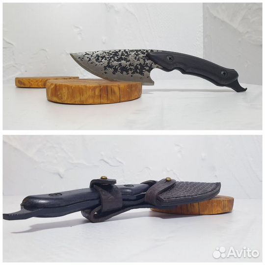 Нож шкуросъемный Акула с кожаным чехлом