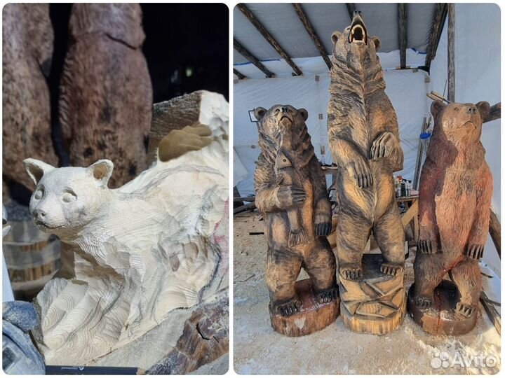 Резные деревянные фигуры