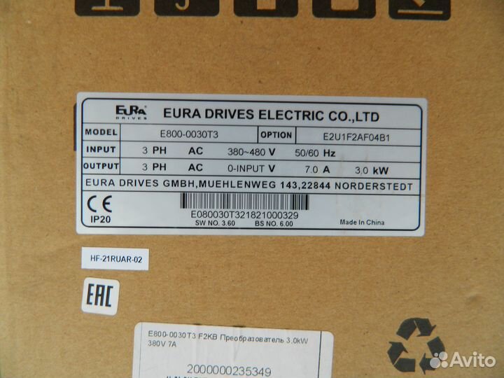 Частотный преобразователь Eura Drives E-800