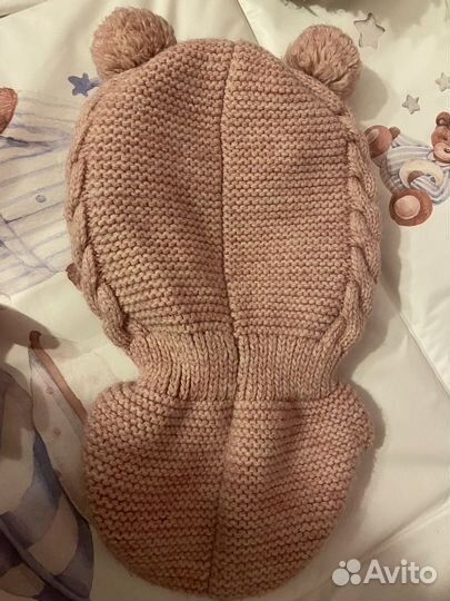 Шапка шлем baby go вязаный 46-48