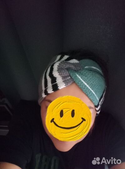 Повязка на голову вязаная спицами, для милых дам