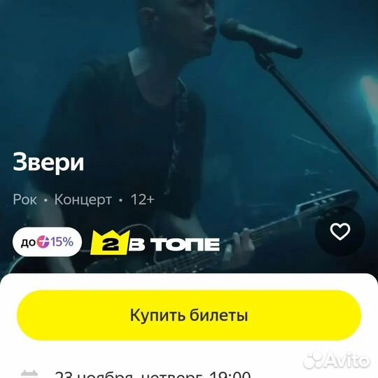 Билеты на концерт Звери