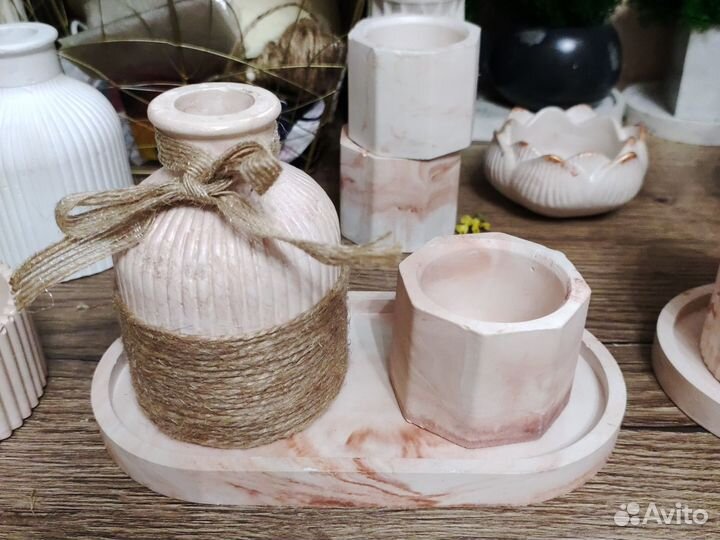Наборы, кашпо из гипса некондиция
