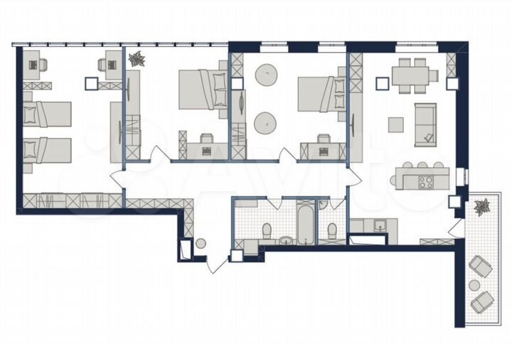 3-к. квартира, 132 м², 12/13 эт.