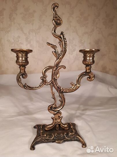Подсвечник винтаж литьё СССР, бронза,латунь,б/у