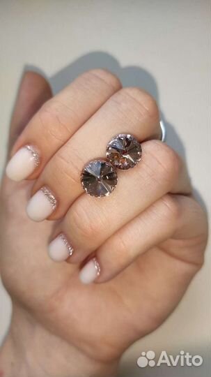 Серьги пусеты/гвоздики с кристаллами Swarovski