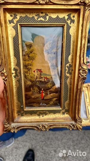 Картина.Винтаж.Масло.Антиквариат из Европы.Старина