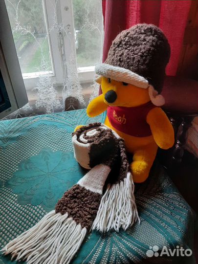 Вязаный комплект шапка и шарф, ручная работа