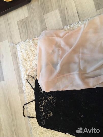 Платье длинное чёрное, палантин