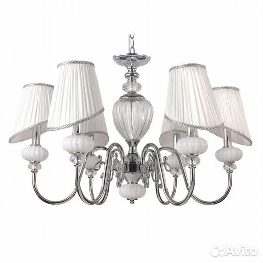 Люстра подвесная металл и текстиль в спальню