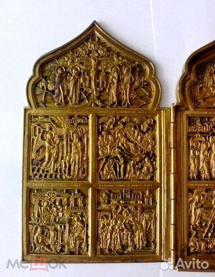 Складень праздники 4 створки, медное литье