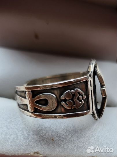 Серебряный перстень из Египта Анх Скарабей