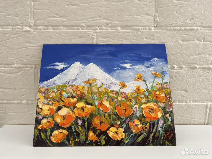 Картина с цветами маслом пейзаж