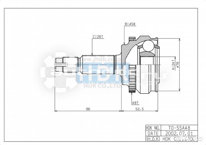 Шрус внешний с кольцом ABS To055A48 HDK Япония