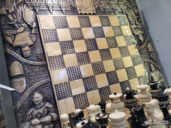 Шахматы нарды шашки 3 в 1 ручной работы