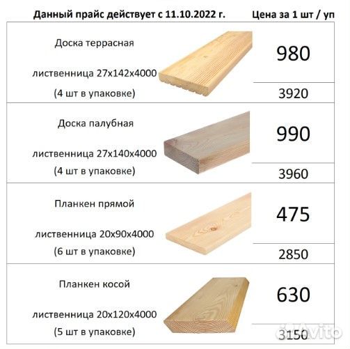 Доска террасная лиственница