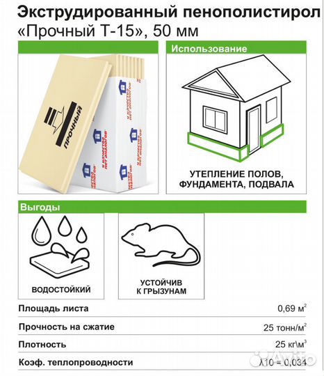 Пенополистирол XPS Укна 50 мм Прочный