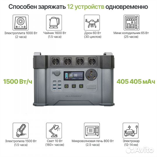 Портативная электростанция allpowers 2400вт