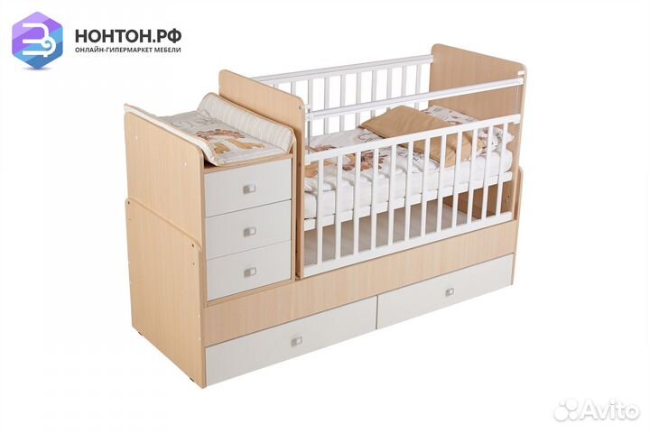 Кровать детская Фея 1100 дуб пастельный / белый