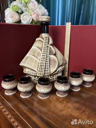 Набор из керамики, штоф с рюмками
