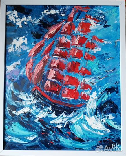 Картина маслом корабль