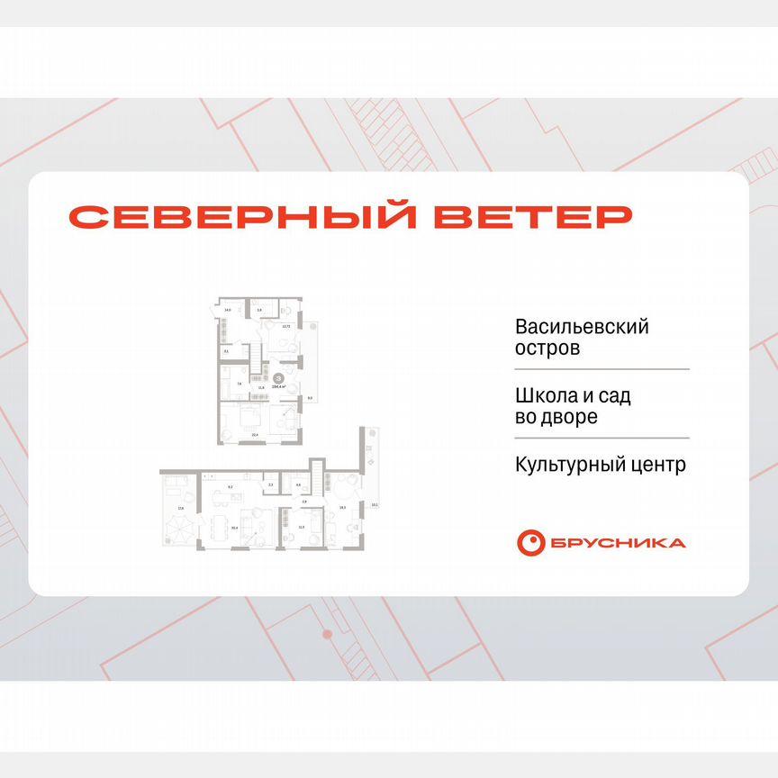3-к. квартира, 194,4 м², 10/15 эт.