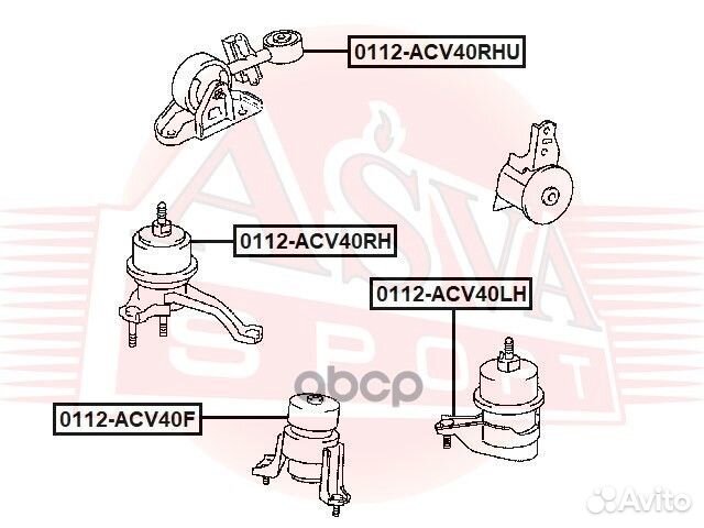 Подушка двигателя левая 0112-ACV40LH asva