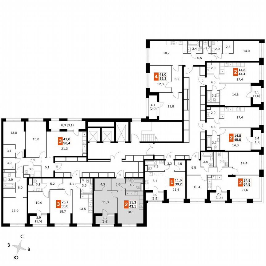 1-к. квартира, 42,8 м², 2/2 эт.