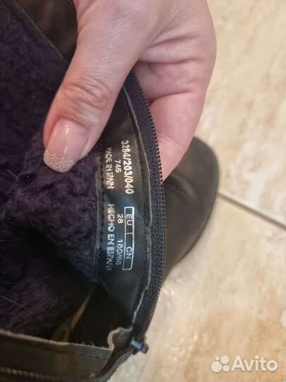 Кожаные сапоги zara утеплённые 28
