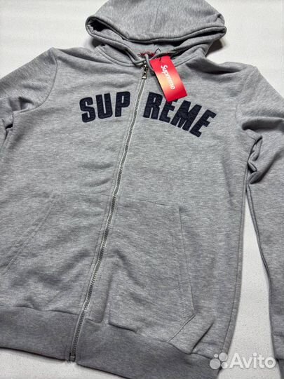 Зип худи Supreme серая