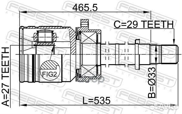 Шрус внутренний правый 27X33X29 0211-J31RH Febest