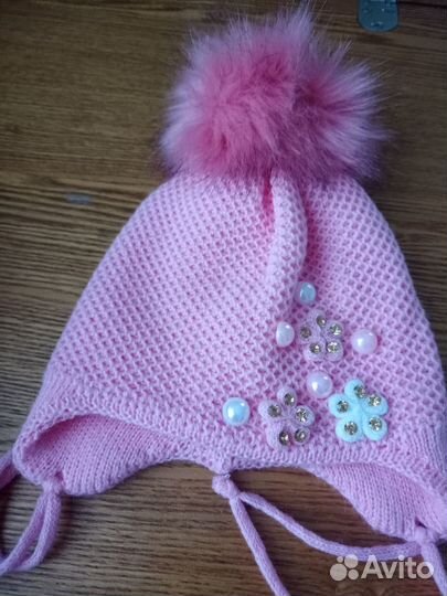 Шапочка для девочки двойная