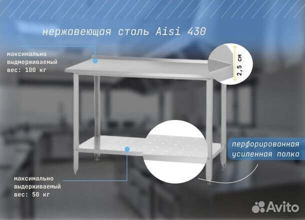 Стол из нержавеющей стали новый