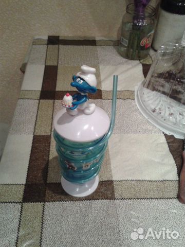 Стаканчик с трубочкой Смурф