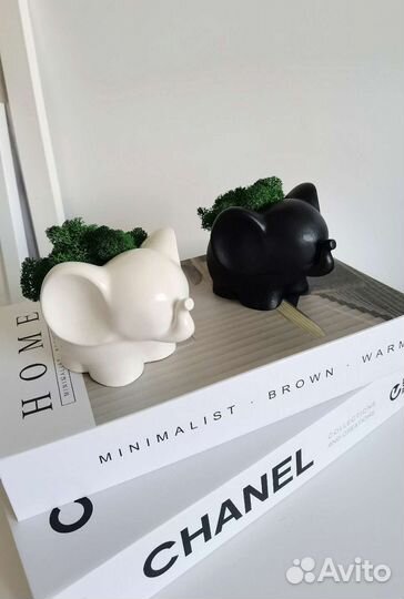 Кашпо слоник со стабилизированным мхом