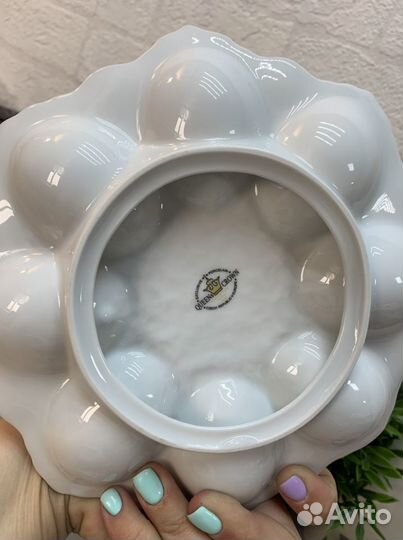 Блюдо для яиц Платиновый узор Чехия