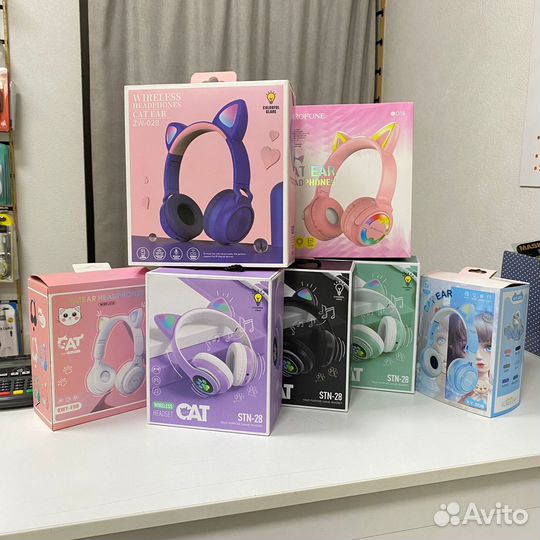 Наушники с ушками CAT Bluetooth RGB